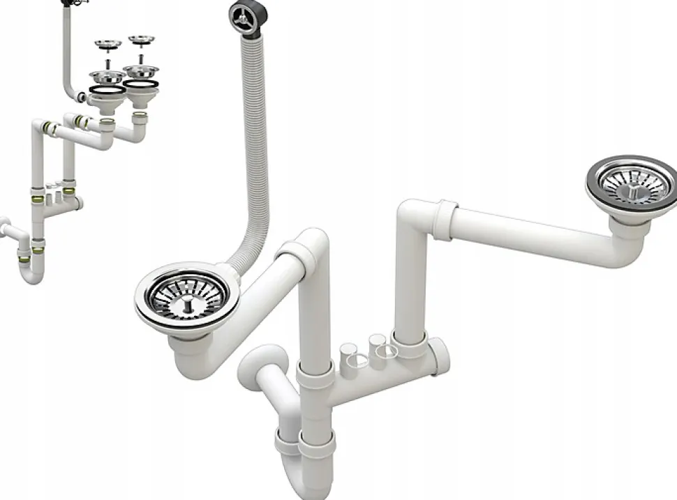 Évier Granitique Granitan Duet Deux Compartiments avec Siphon - Set 1 pc