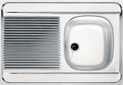 Évier inox 1 bac, 1 égouttoir à poser - Dimensions : 80 x 60 cm - MAN711-800