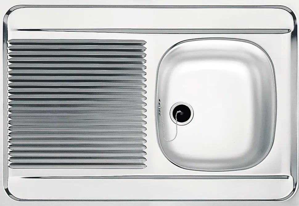 Évier inox 1 bac, 1 égouttoir à poser - Dimensions : 80 x 60 cm - MAN711-800