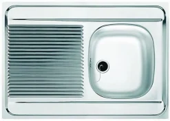 Évier inox 1 bac, 1 égouttoir à poser - Dimensions : 80 x 60 cm - MAN711-800