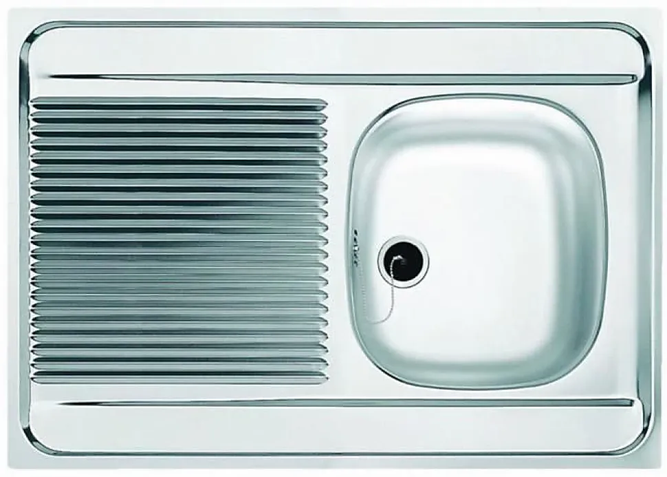 Évier inox 1 bac, 1 égouttoir à poser - Dimensions : 80 x 60 cm - MAN711-800