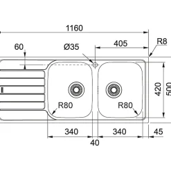 ÉVIER INOX À ENCASTRER 2 CUVE SPARK - SKL 621