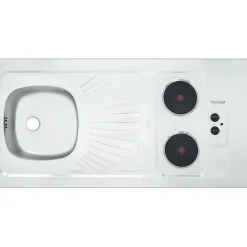 Évier inox - Moderna - 1 bac et 1 égouttoir - Avec plaques électriques