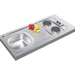 Évier inox - Moderna - 1 bac et 1 égouttoir - Avec plaques électriques