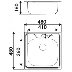Évier inox Ewi OPALE 1 bac carré 480