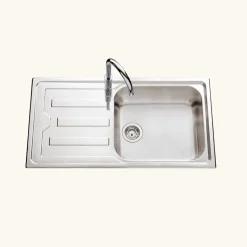 Évier inox lisse BRAVA 1 grand bac 1 égouttoir