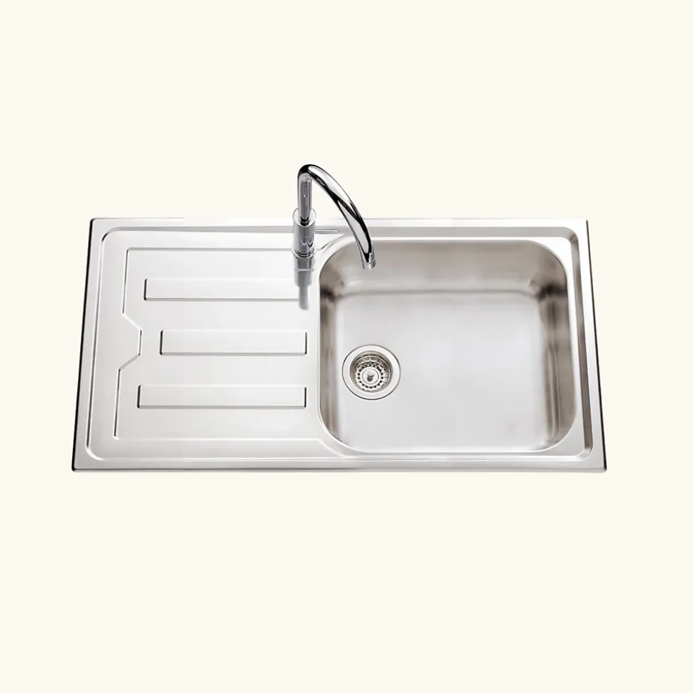 Évier inox lisse BRAVA 1 grand bac 1 égouttoir