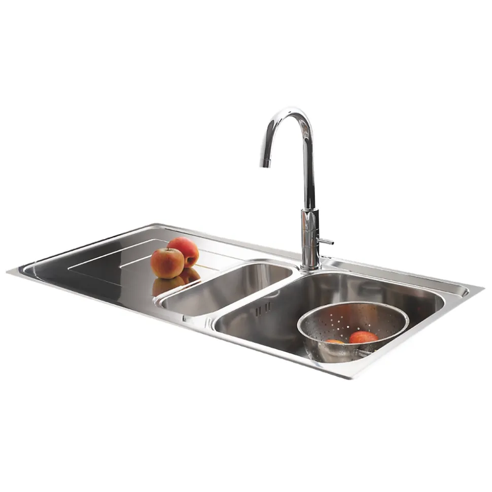 Évier inox lisse Luisina DEBUSSY 1 bac et demi - 1 égouttoir