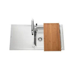 Évier inox lisse Luisina FAGOTTO 1 grand bac 1 égouttoir