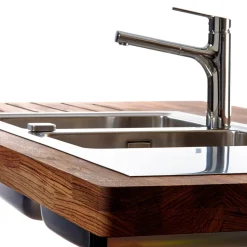 Évier inox lisse Luisina FAGOTTO 2 bacs 1 égouttoir