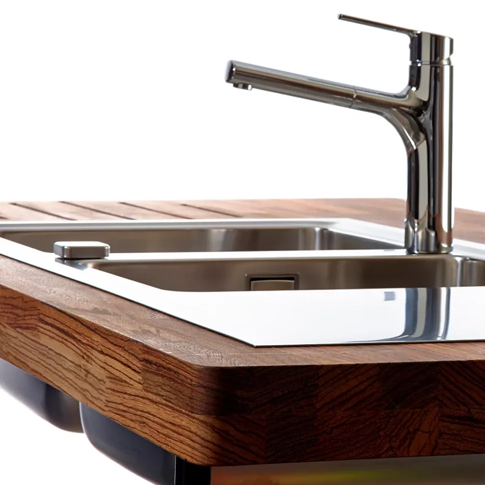 Évier inox lisse Luisina FAGOTTO 2 bacs 1 égouttoir