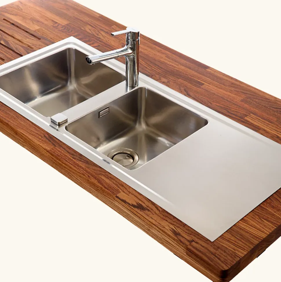 Évier inox lisse Luisina FAGOTTO 2 bacs 1 égouttoir