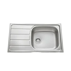 Évier inox lisse Luisina ROCK 1 grand bac 1 petit égouttoir
