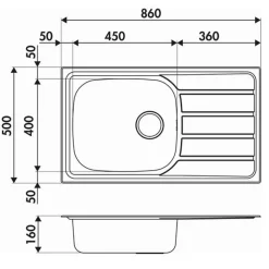 Évier inox lisse Luisina ROCK 1 grand bac 1 petit égouttoir