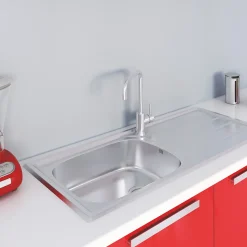 Évier inox lisse Luisina ROCK 1 grand bac 1 égouttoir