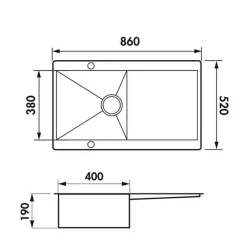 Évier inox lisse RIKAS 1 bac 1 égouttoir