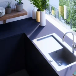 Évier inox lisse RIKAS 1 bac 1 égouttoir