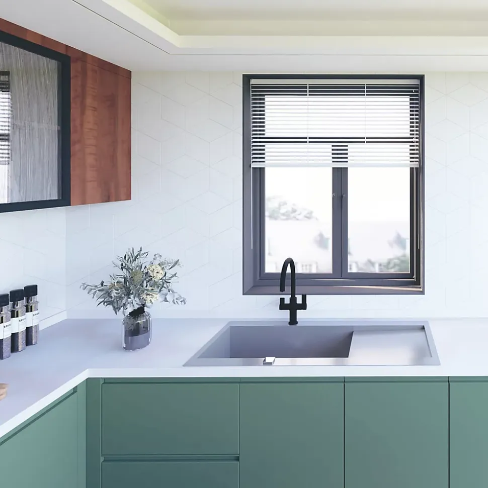 Évier inox lisse RIKAS 1 très grand bac 1 égouttoir