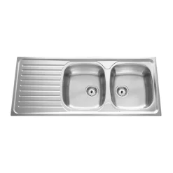 Évier inox lisse SCALDIS 2 bacs 1 égouttoir