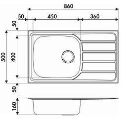 Évier inox mini structure Luisina ROCK 1 grand bac 1 petit égouttoir