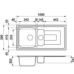 Évier inox mini structure Luisina DEBUSSY 1 bac et demi - 1 égouttoir