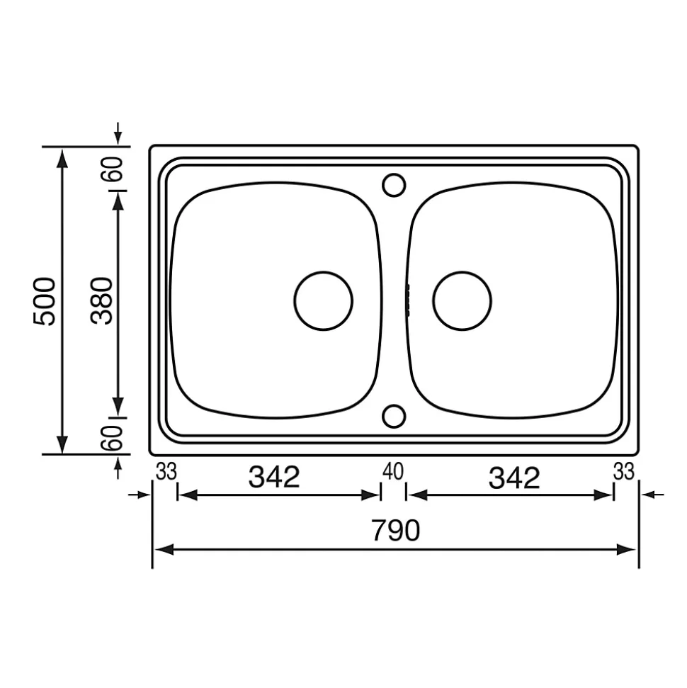 Évier inox nid d'abeille SCALDIS 2 bacs