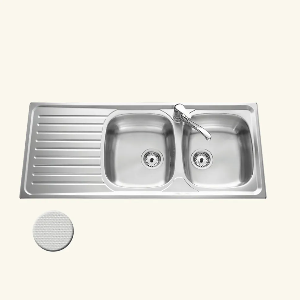 Évier inox nid d'abeille SCALDIS 2 bacs 1 égouttoir