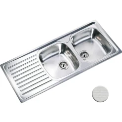 Évier inox nid d'abeille SCALDIS 2 bacs 1 égouttoir