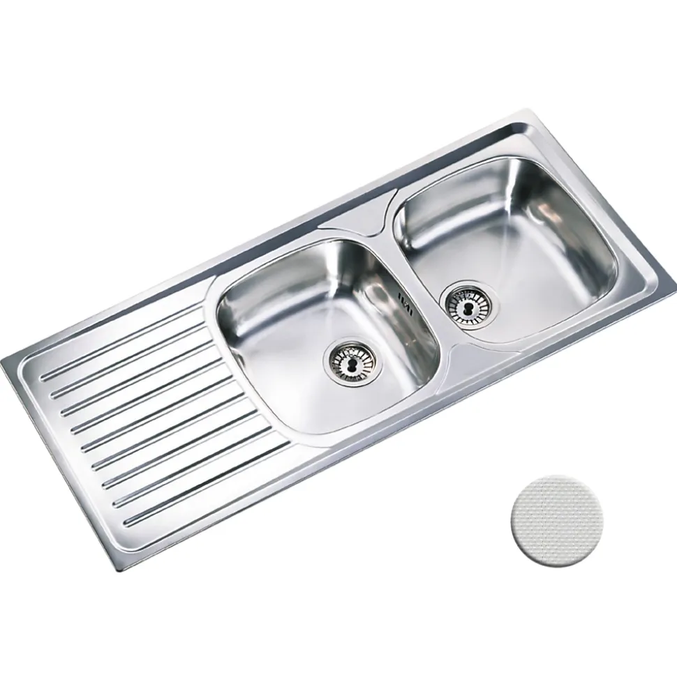 Évier inox nid d'abeille SCALDIS 2 bacs 1 égouttoir