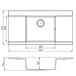 Évier Kümbad MYLO granit blanc 1 bac - 2 égouttoirs