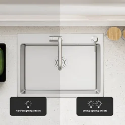 Évier multifonctionnel 70 x 45 x 22 cm avec égouttoir à tasses, distributeur de savon, panier de rangement et planche à découper