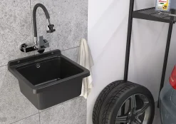 Évier Orta Granitan pour Garage, Buanderie Noir 1 pièce