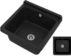 Évier Orta Granitan pour Garage, Buanderie Noir 1 pièce