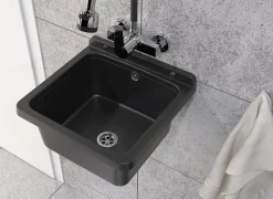 Évier Orta Granitan pour Garage, Buanderie Noir 1 pièce