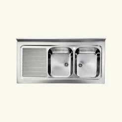 Évier professionnel à poser inox ROSSA 2 bacs 1 égouttoir à gauche