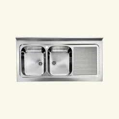 Évier professionnel à poser inox ROSSA 2 bacs 1 égouttoir droite