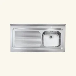Évier professionnel à poser inox ROSSA 1 bac 1 égouttoir à gauche