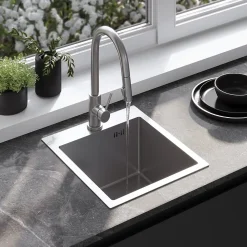 Évier Rea Leo 40 Brush Nickel 40x45x18,5cm