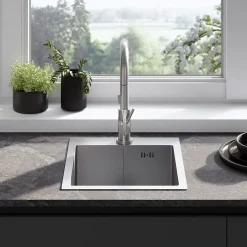 Évier Rea Leo 40 Brush Nickel 40x45x18,5cm