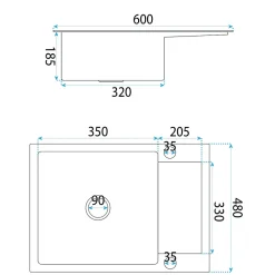Évier Rea Paul Black 60x48x18,5cm