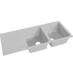 Évier RESIROC avec 2 bacs + égouttoir 116cm - gris