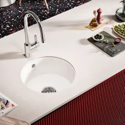 Évier rond céramique blanc Sanindusa VALET 1 bac 44.5 cm