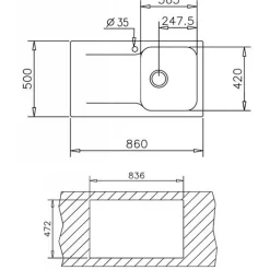 Évier résine beige moucheté Ewi ZIGGY 1 bac 1 égouttoir