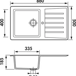 Évier résine blanc Ewi EMERAUDE 1 bac 1 égouttoir