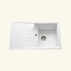 Évier résine blanc Ewi EMERAUDE 1 bac 1 égouttoir