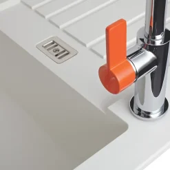 Évier résine blanc PLUTON 1 grand bac 1 égouttoir