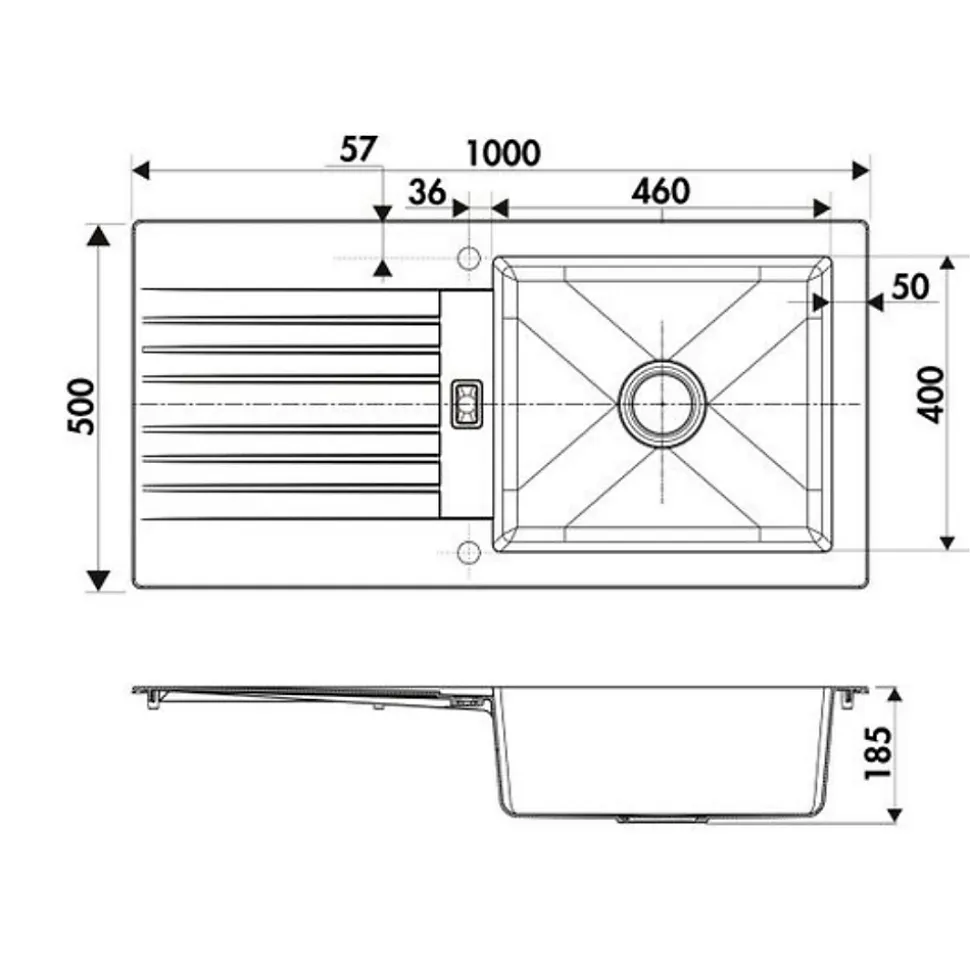 Évier résine blanc PLUTON 1 grand bac 1 égouttoir