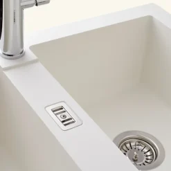 Évier résine blanc PLUTON 2 bacs 1 égouttoir