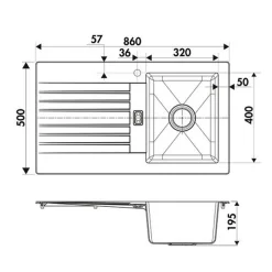Évier résine blanc PLUTON 1 bac 1 égouttoir