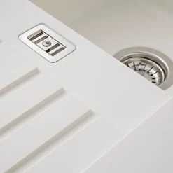 Évier résine blanc PLUTON 1 bac 1 égouttoir